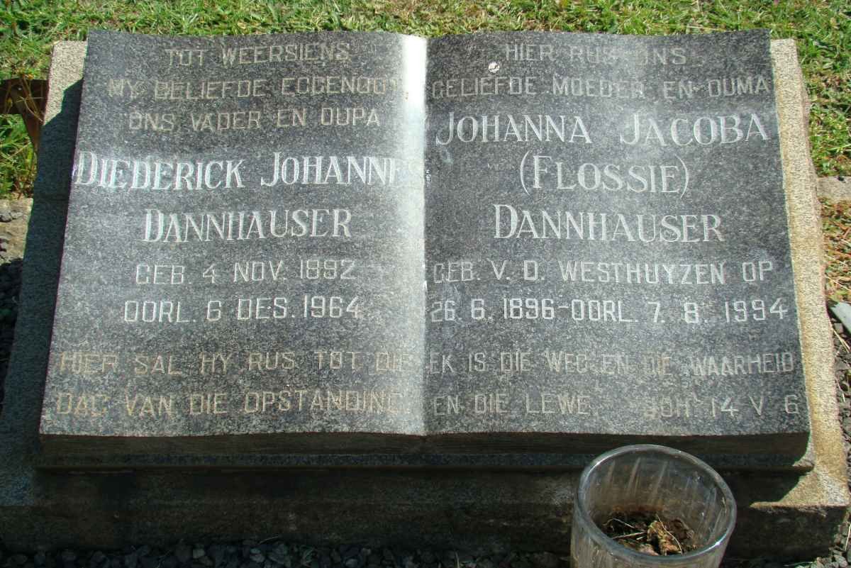 DANNHAUSER Frederick Johannes 1892-1964 &amp; Johanna Jacoba VAN DER WESTHUYZEN 1896-1994
