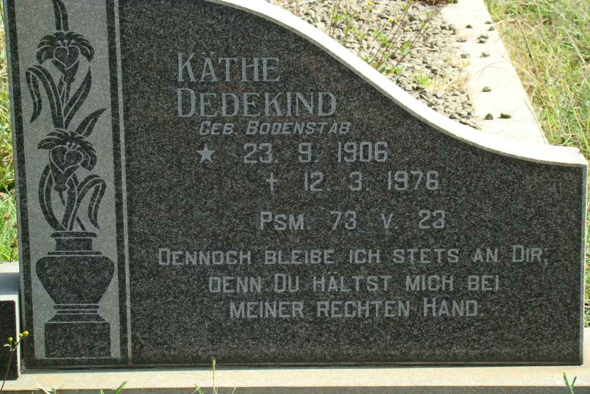 DEDEKIND Kathe nee BODENSTAB 1906-1976