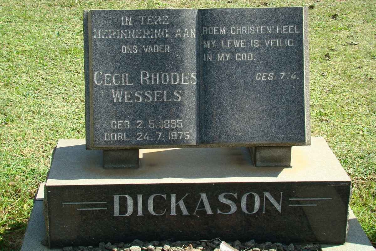 DICKASON Cecil Rhodes Wessels 1895-1975