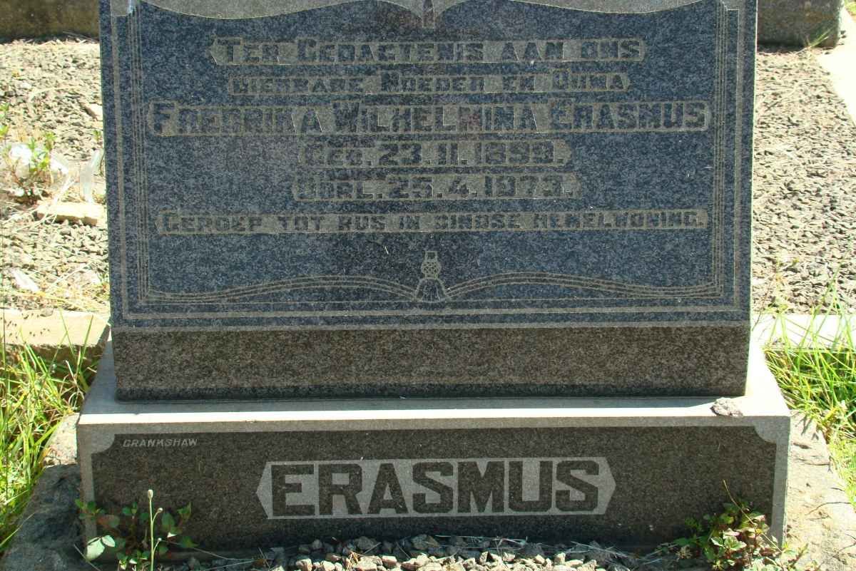 ERASMUS Fredrika Wilhelmina 1899-1973