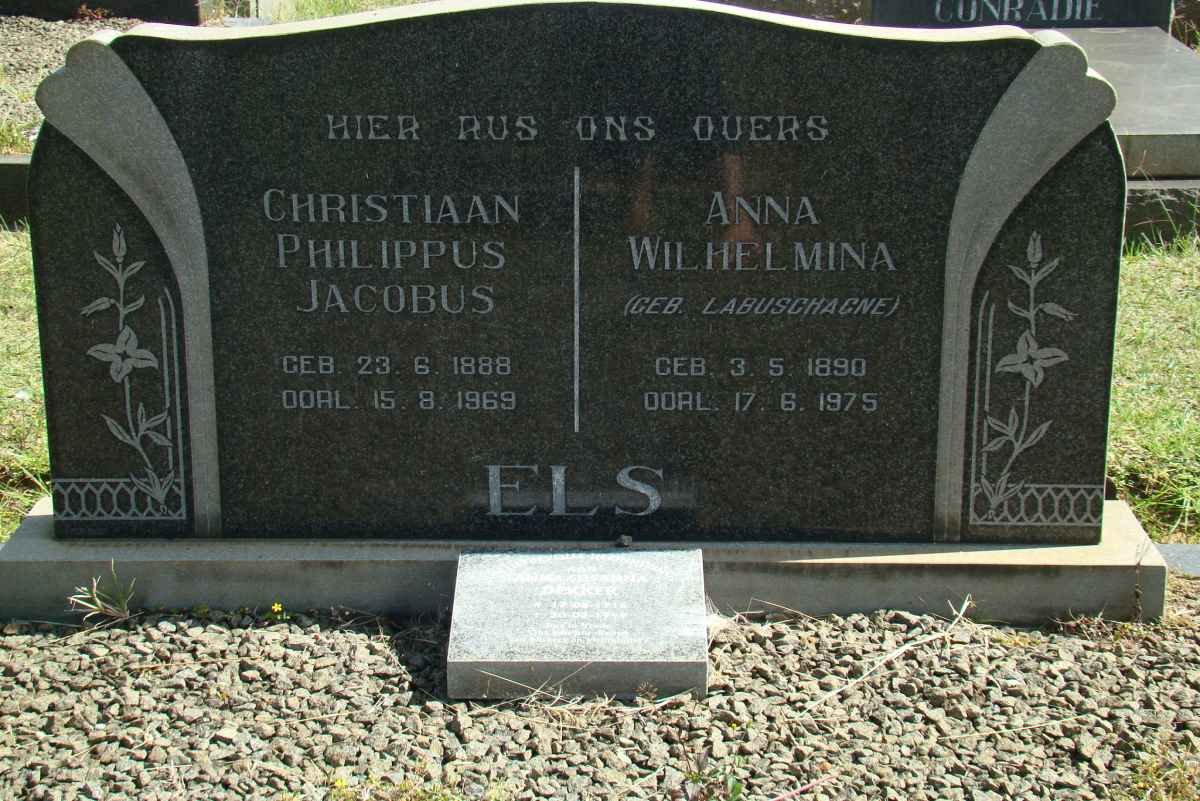 ELS Christiaan Philippus Jacobus 1888-1969 &amp; Anna Wilhelmina LABUSCHAGNE 1890-1975