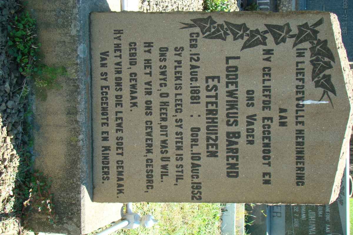 ESTERHUIZEN Lodewikus Barend 1881-1952