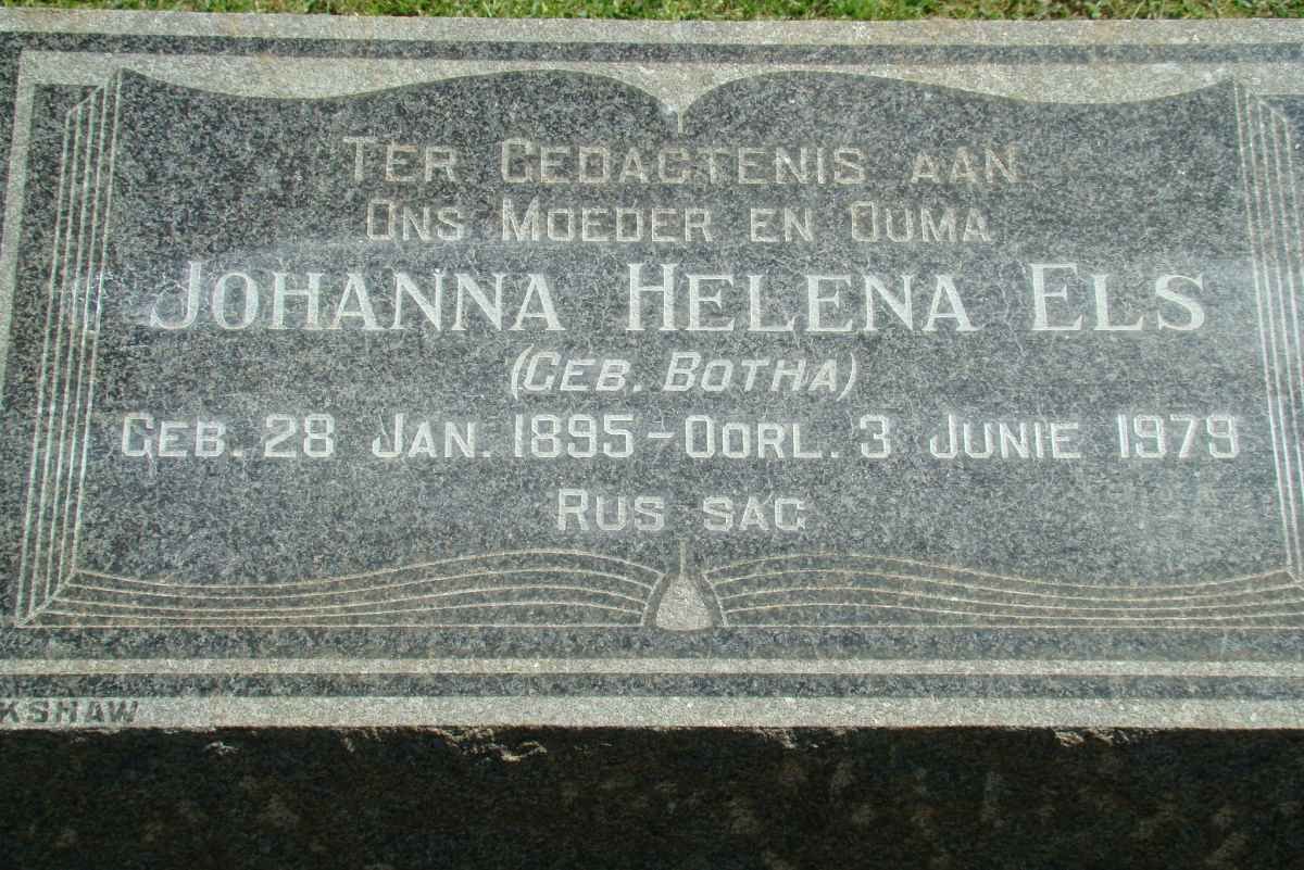 ELS Johanna Helena nee BOTHA 1895-1979