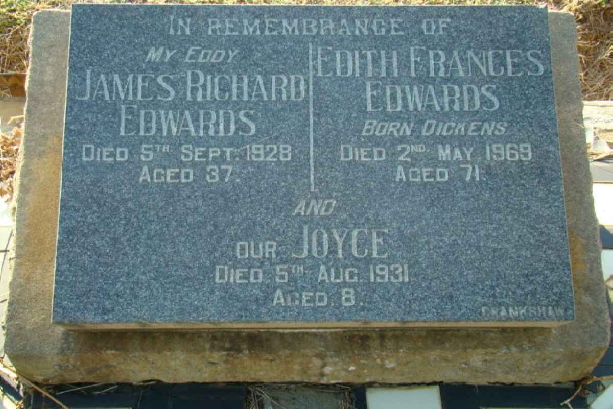 EDWARDS James Richard  -1928 &amp; Edith Frances DICKENS -1969 :: EDWARDS Joyce -1931
