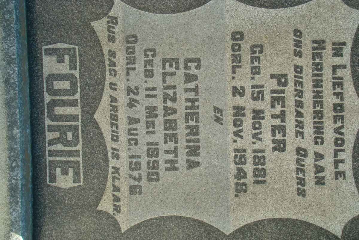 FOURIE Pieter 1881-1948 &amp; Catherina Elizabeth 1890-1976