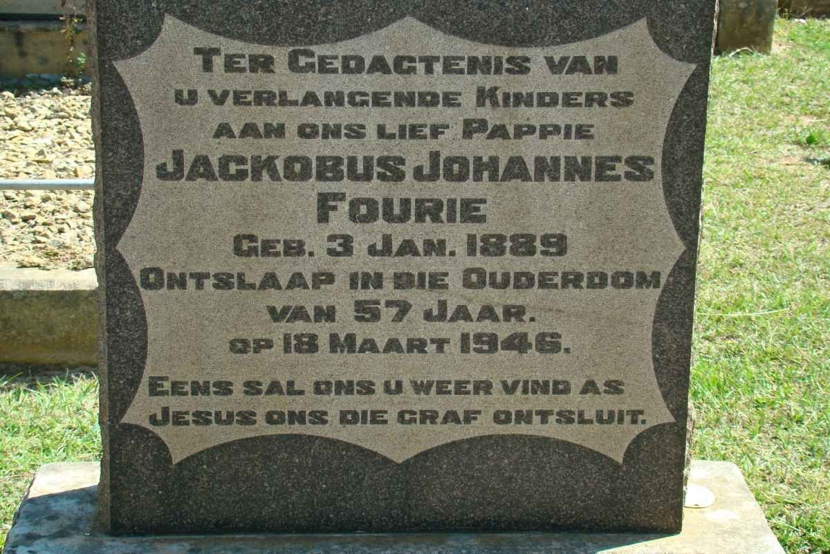 FOURIE Jackobus Johannes 1889-1946