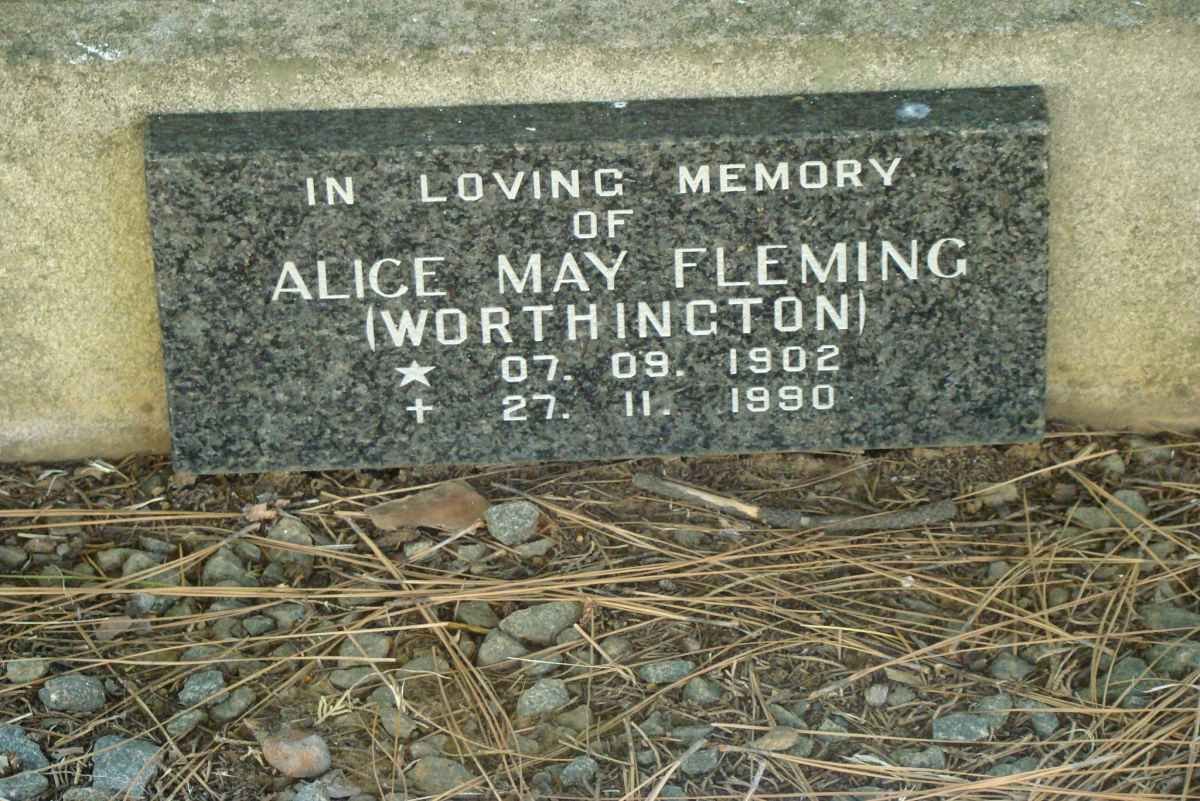 FLEMING Alica May nee WORTHINGTON 1902-1990