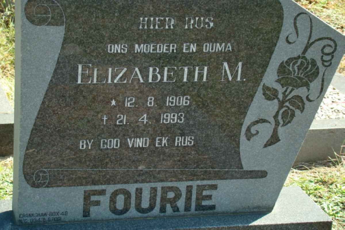 FOURIE Elizabeth M. 1906-1993