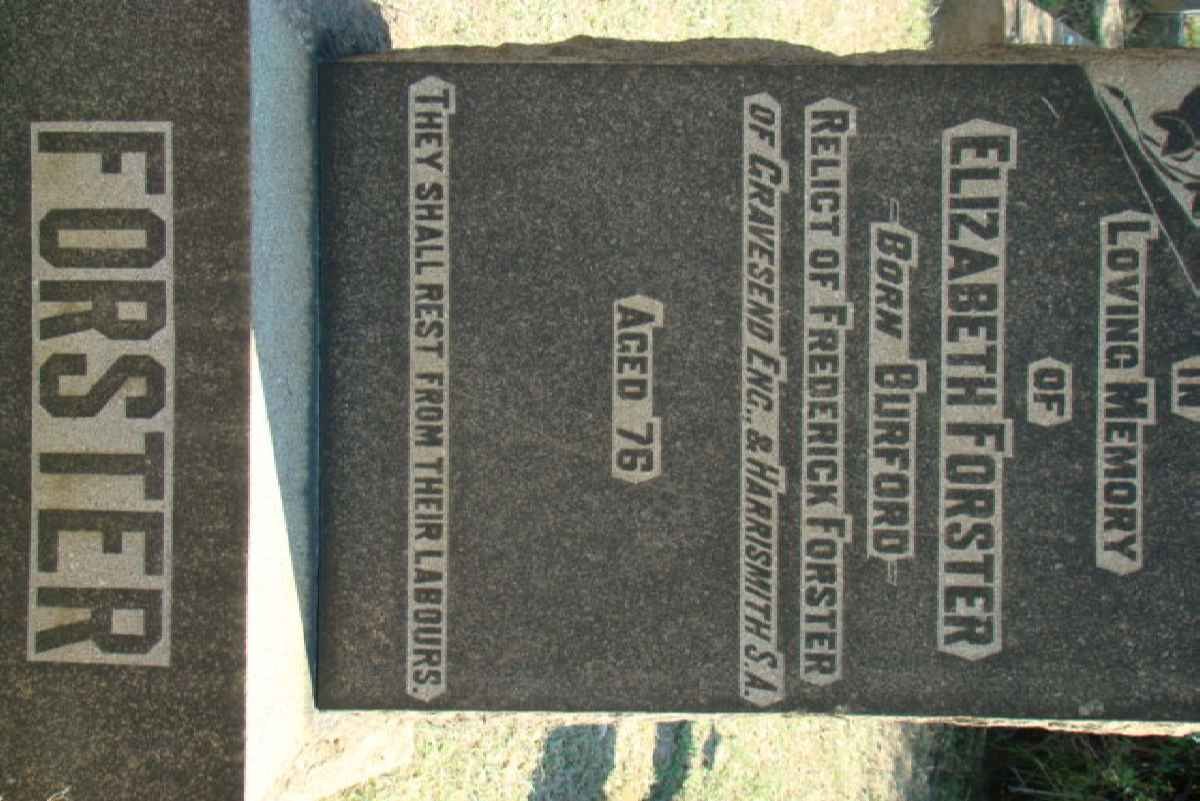 FORSTER Elizabeth nee BURFORD