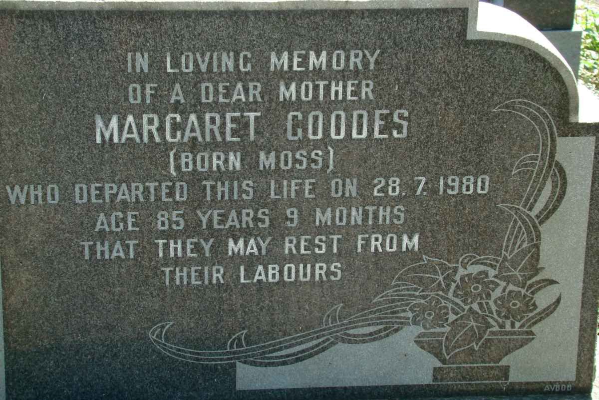 GOODES Margaret nee MOSS -1980