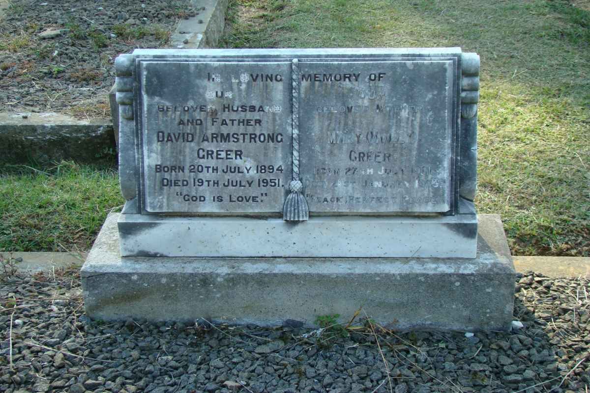 GREER David Armstrong 1894-1951 &amp; Mary ?