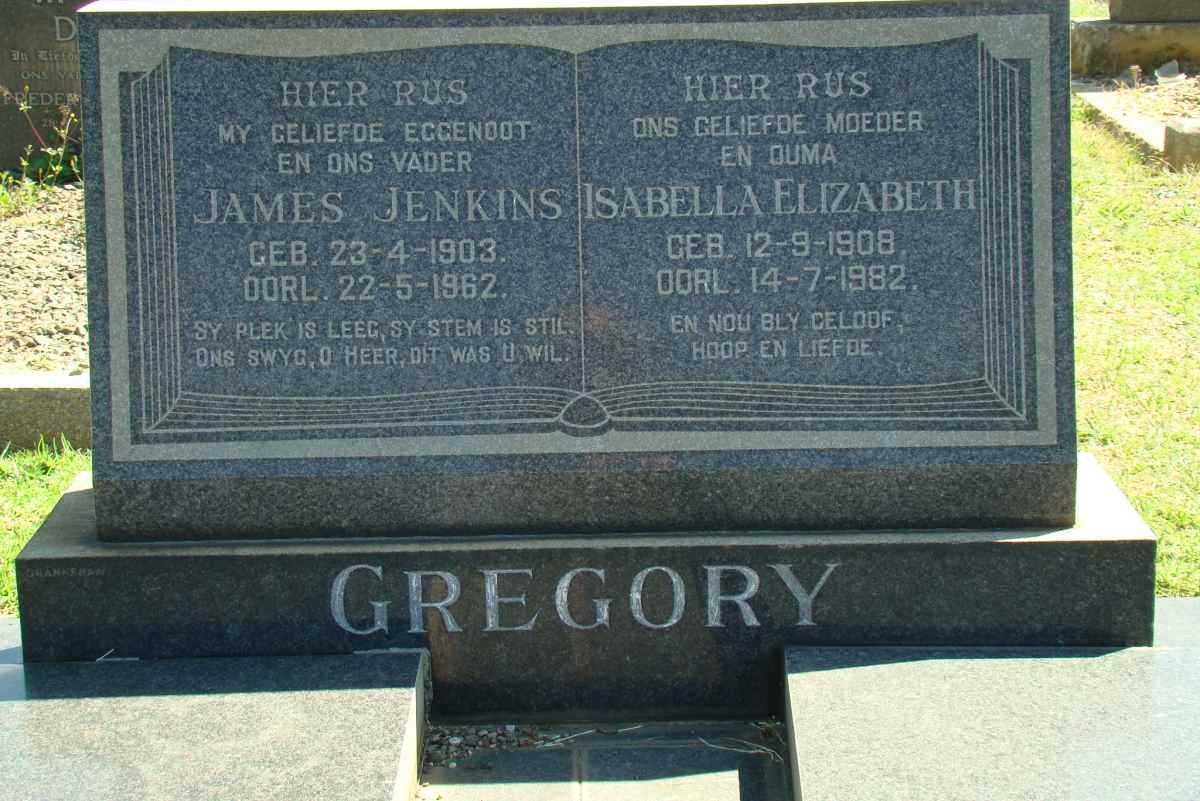GREGORY James Jenkins 1903-1962 &amp; Isabella Elizabeth 1908-1982
