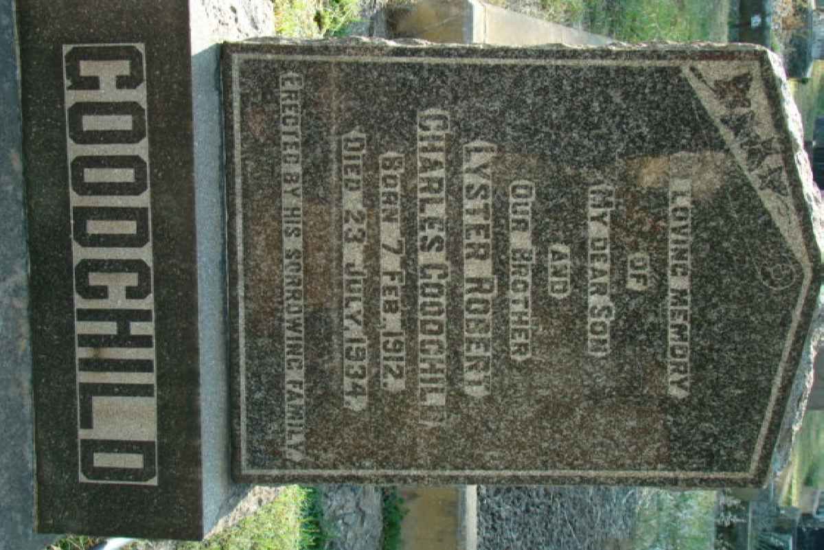GOODCHILD Lyster Robert Charles 1912-1934