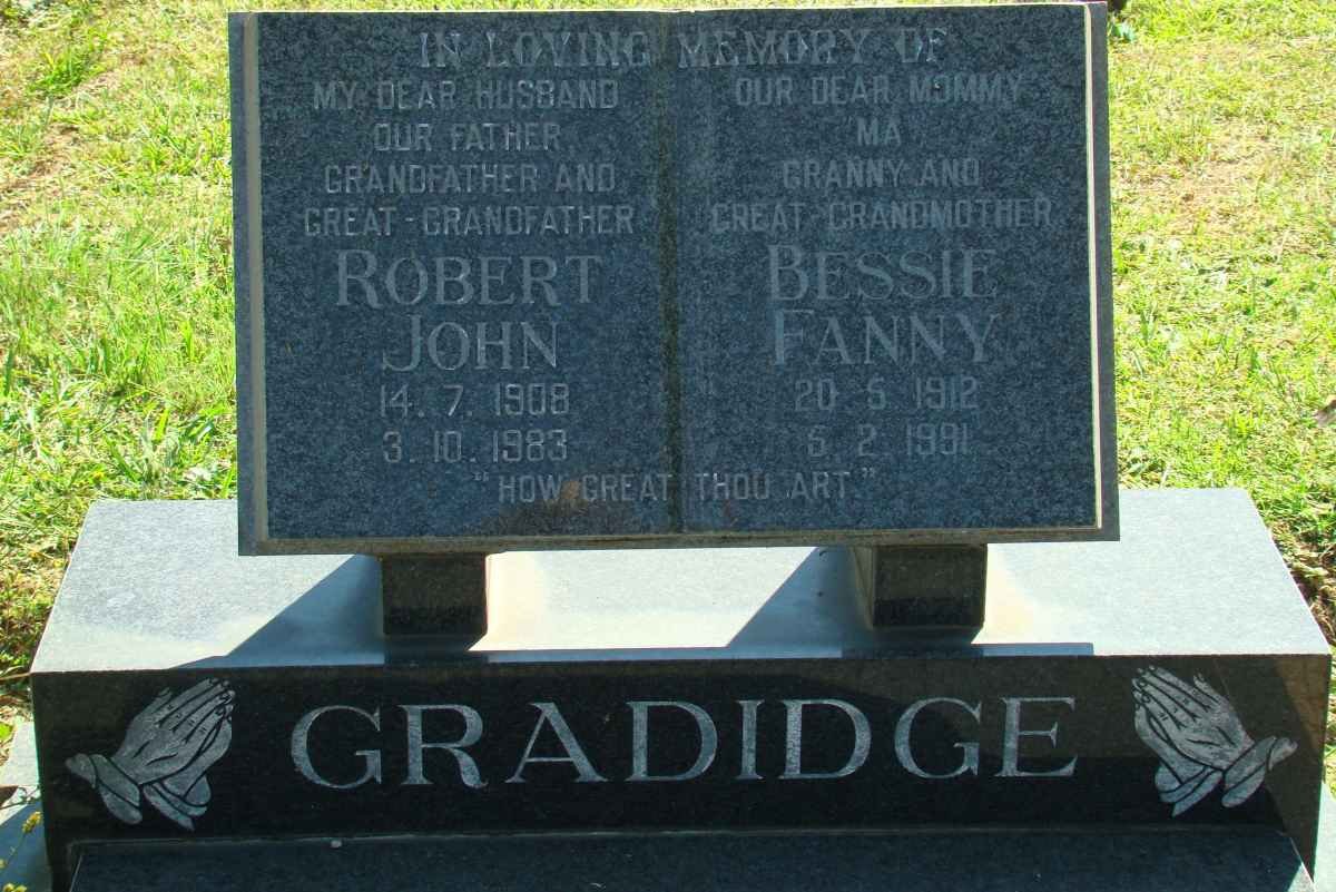 GRADIDGE Robert John 1908-1983 &amp; Bessie Fanny 1912-1991