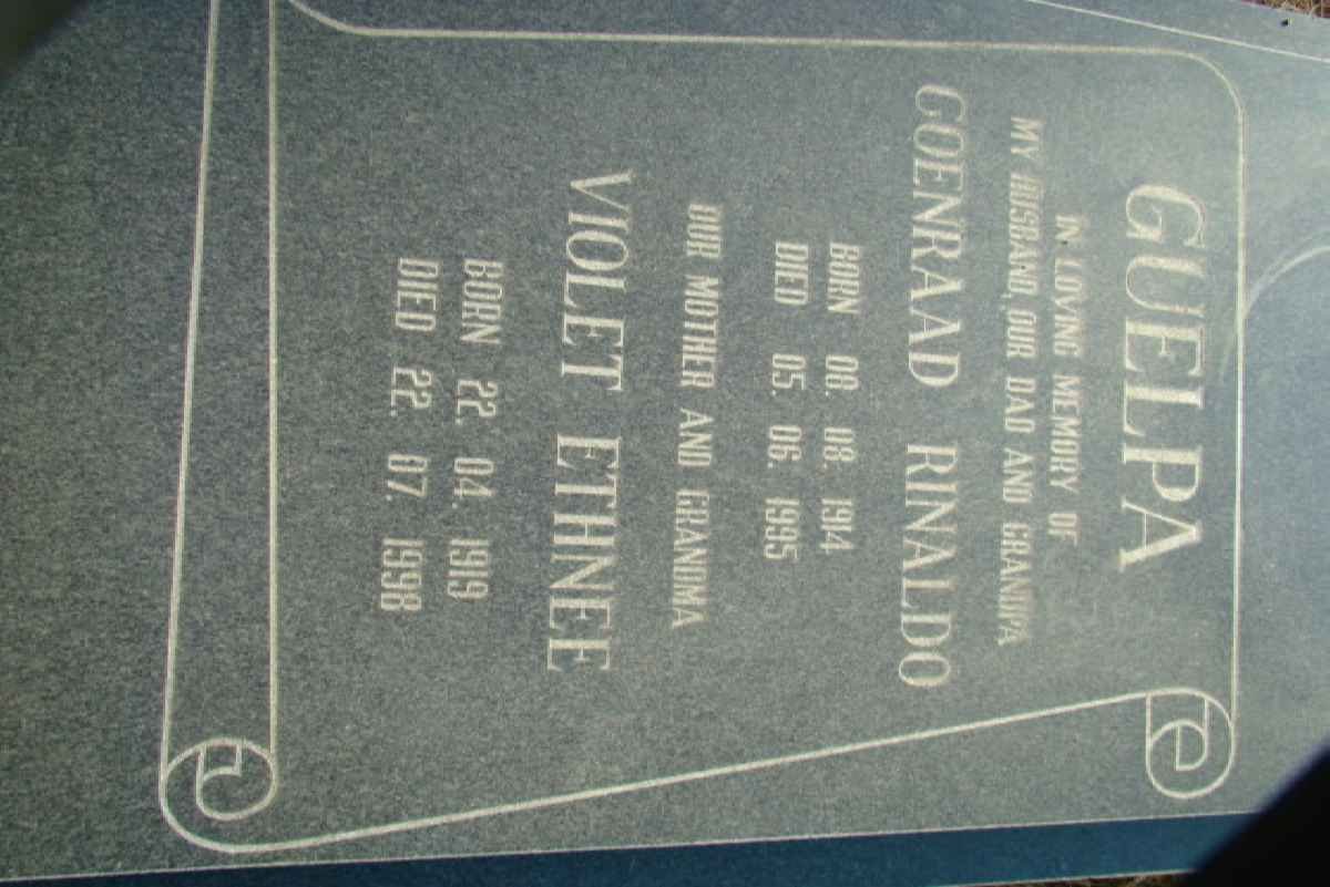 GUELPA Coenraad Rinaldo 1914-1995 &amp; Violet Ethnee 1919-1998