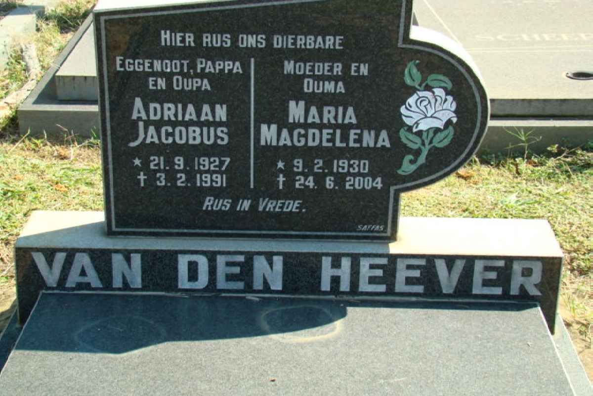 HEEVER Adriaan Jacobus, van den 1927-1991 &amp; Maria Magdalena 1930-2004