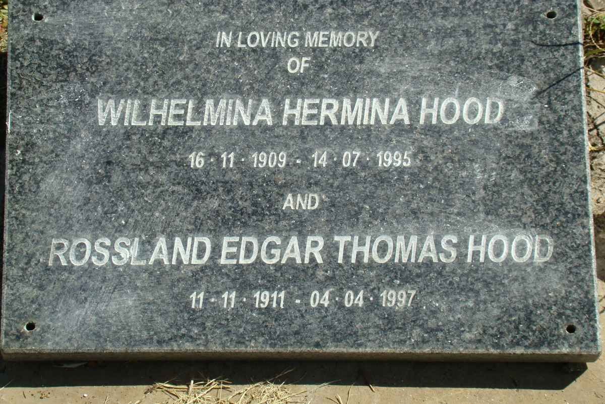 HOOD Rossland Edgar Thomas 1911-1997 &amp; Wilhelmina Hermina 1909-1995