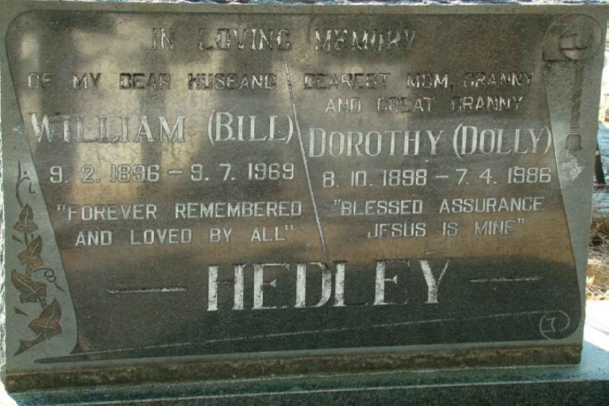 HEDLEY William 1896-1969 &amp; Dorothy 1898-1986