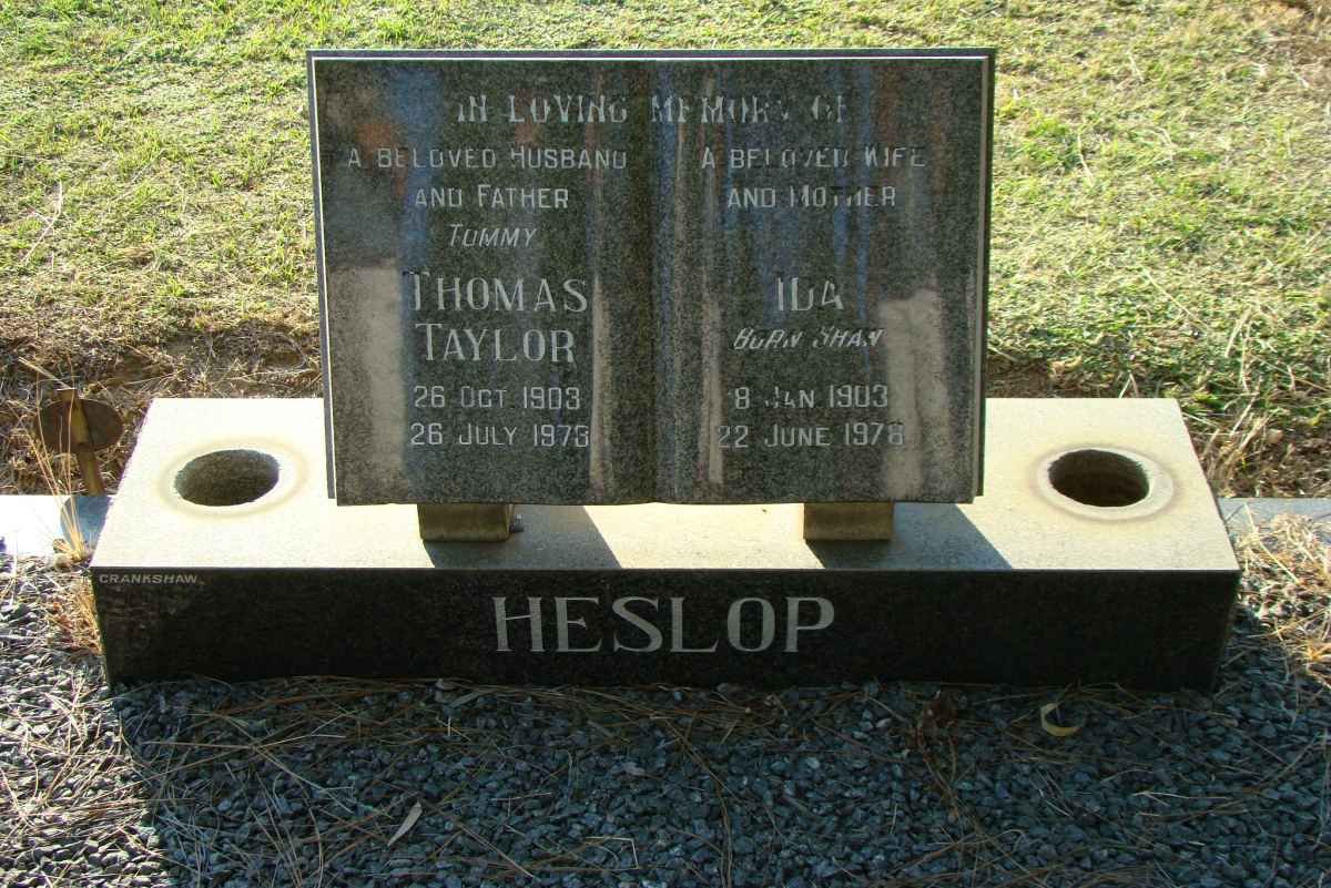 HESLOP Thomas Taylor 1903-1973 &amp; Ida SHAW 1903-1978