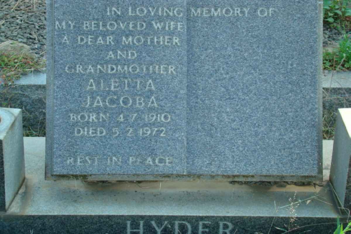 HYDER Aletta Jacoba 1910-1972