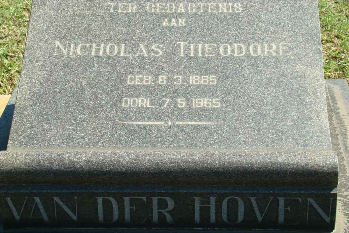 HOVEN Nicholas Theodore, van der 1885-1965