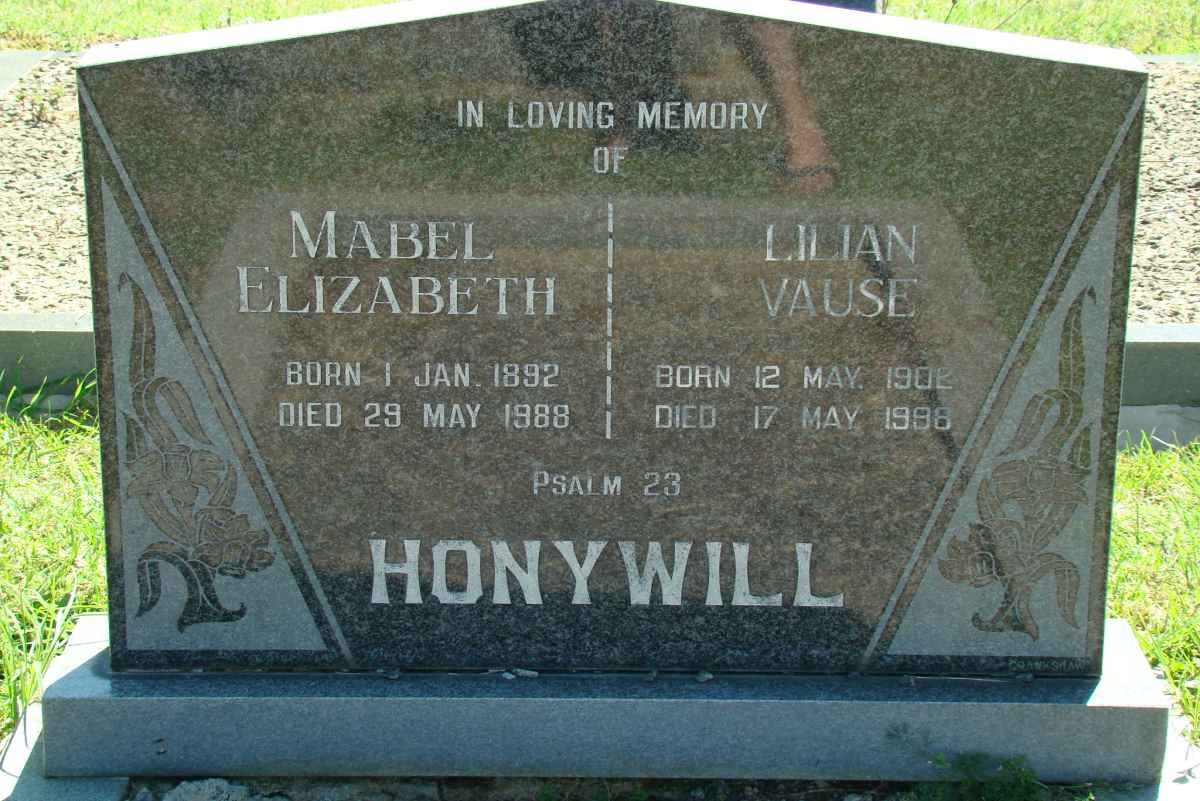 HONYWILL Lilian Vause 1902-1998 &amp; Mabel Elizabeth 1892-1988