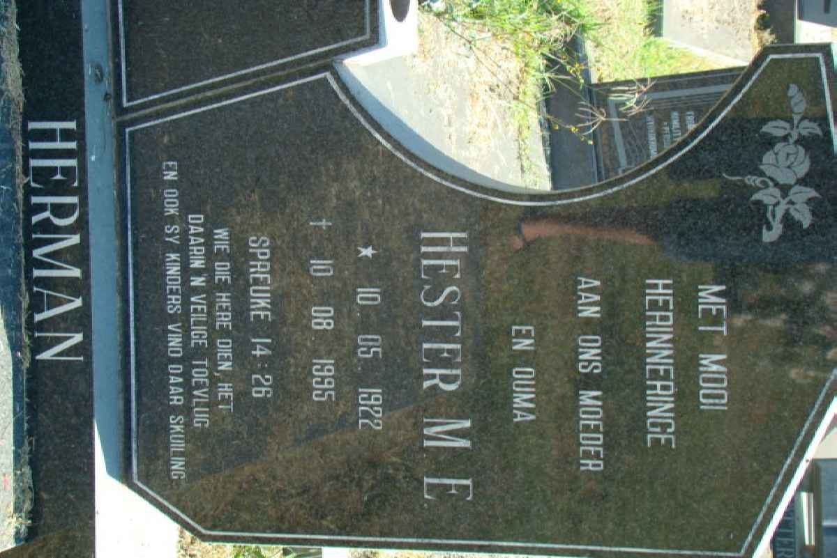 HERMAN Hester M.E. 1922-1995
