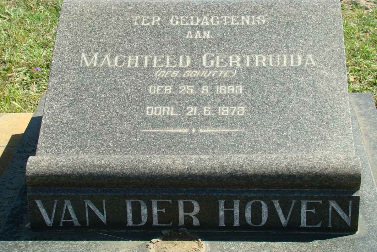 HOVEN Machteld Gertruida, van der nee SCHUTTE 1893-1973