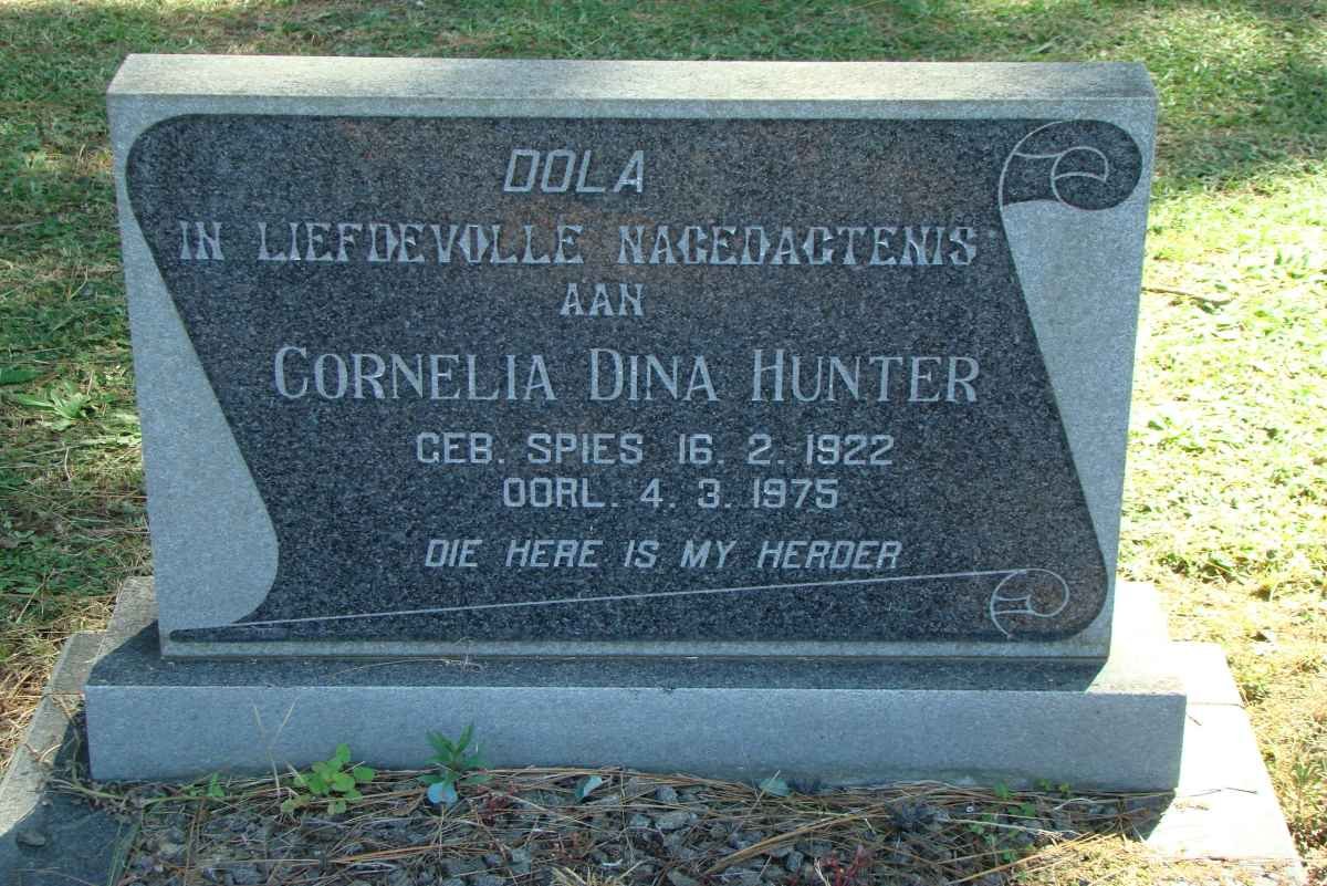 HUNTER Cornelia Dina nee SPIES 1922-1975