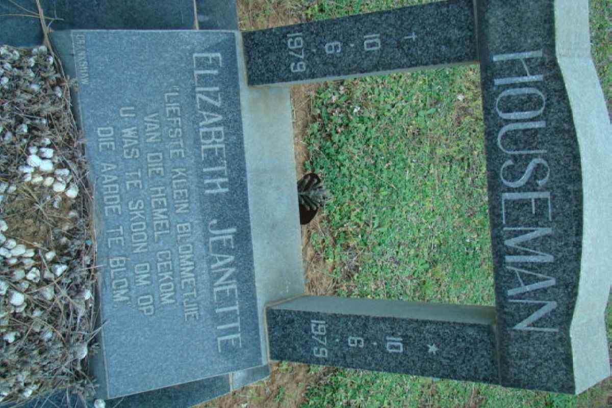 HOUSEMAN Elizabeth Jeanette 1979-1979