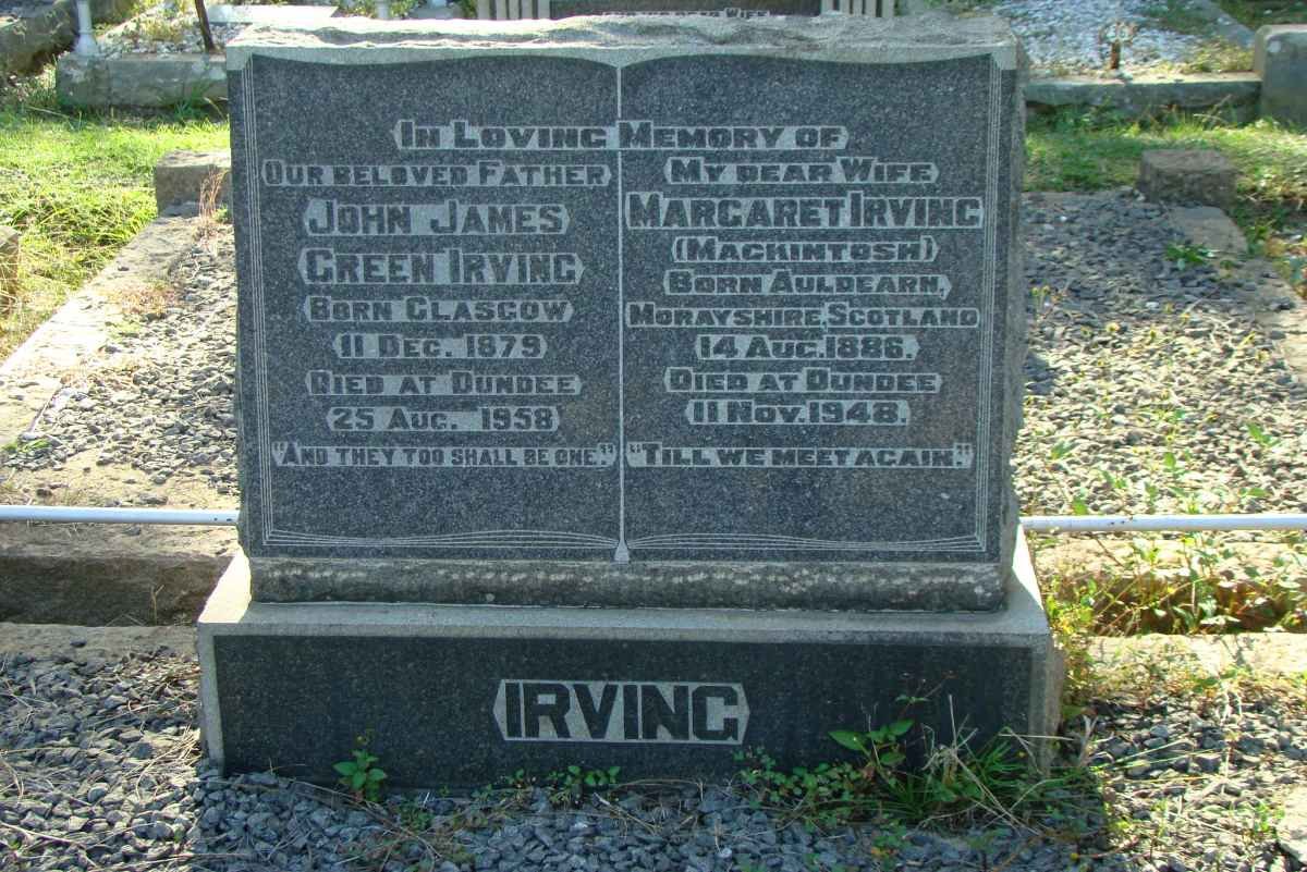 IRVING John James Green 1879-1958 &amp; Margaret MACKINTOSH 1886-1948