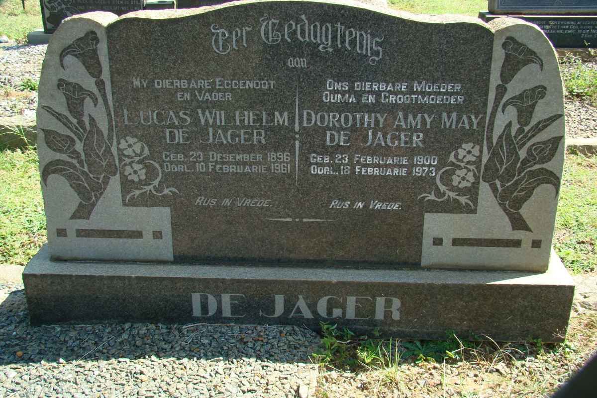 JAGER Lucas Wilhelm, de 1896-1961 &amp; Dorothy Amy May 1900-1973