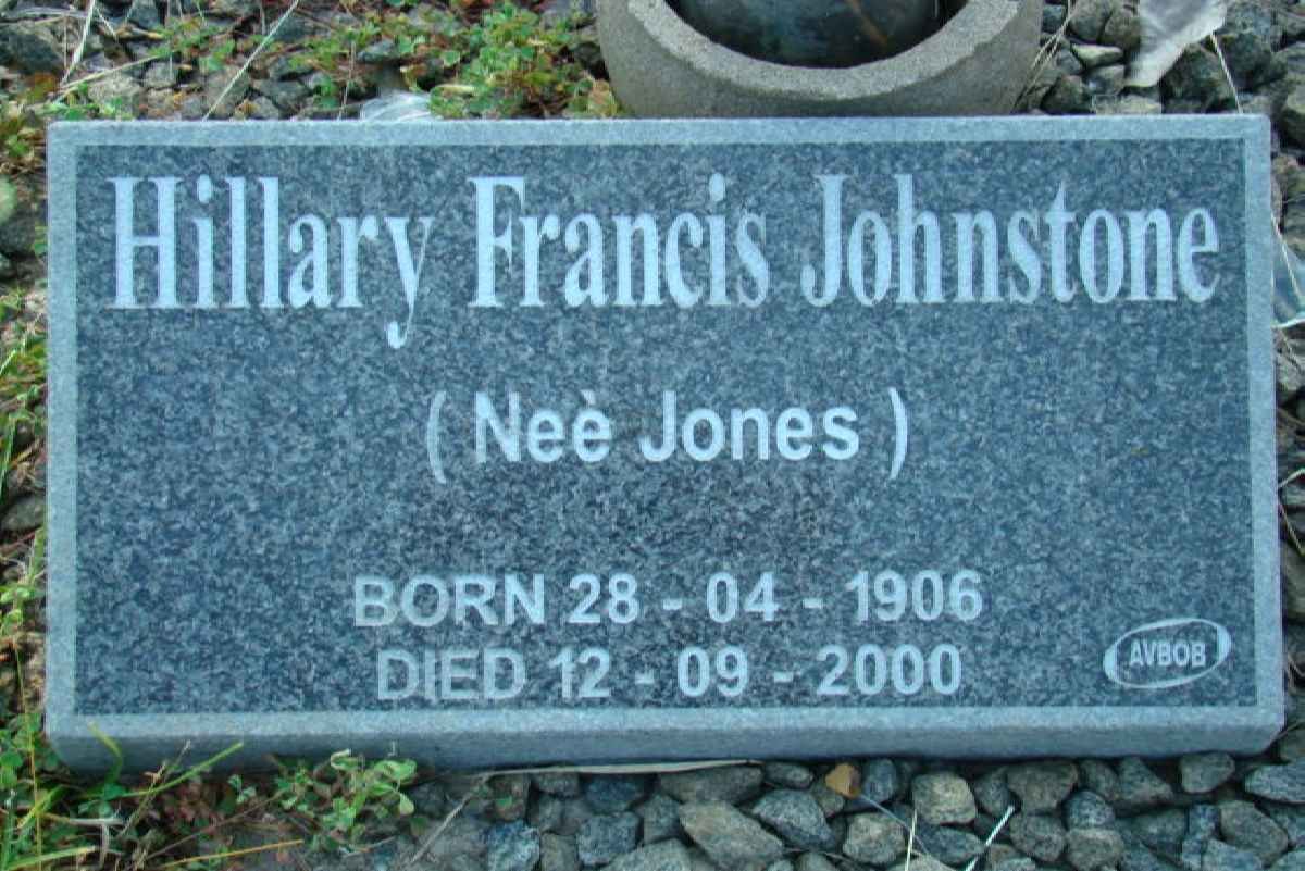 JOHNSTONE Hillary Francis nee JONES 1906-2000