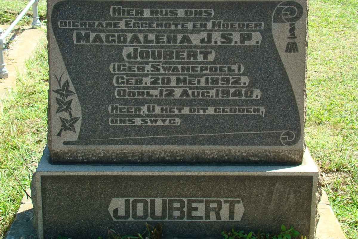 JOUBERT Magdalena J.S.P. nee SWANEPOEL 1892-1940