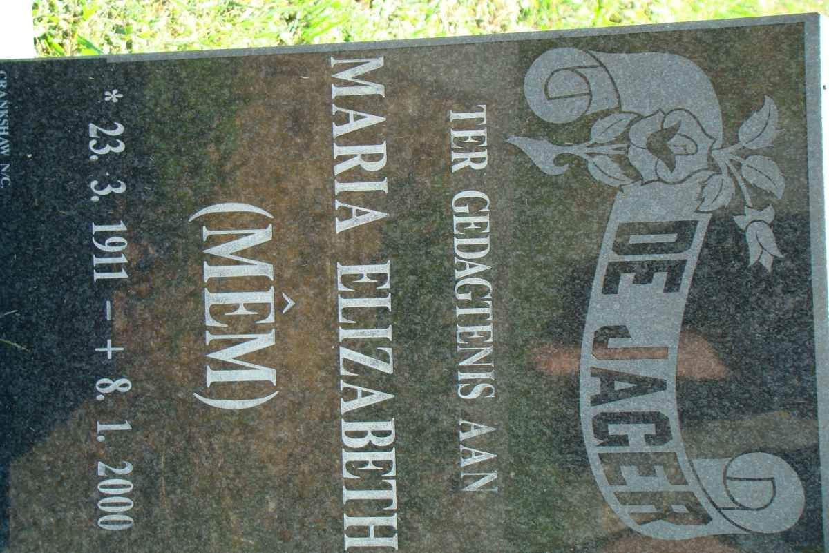 JAGER Maria Elizabeth, de 1911-2000