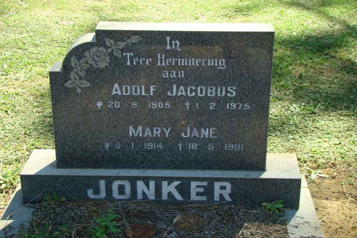 JONKER Adolf Jacobus 1905-1975 &amp; Mary Jane 1914-1991