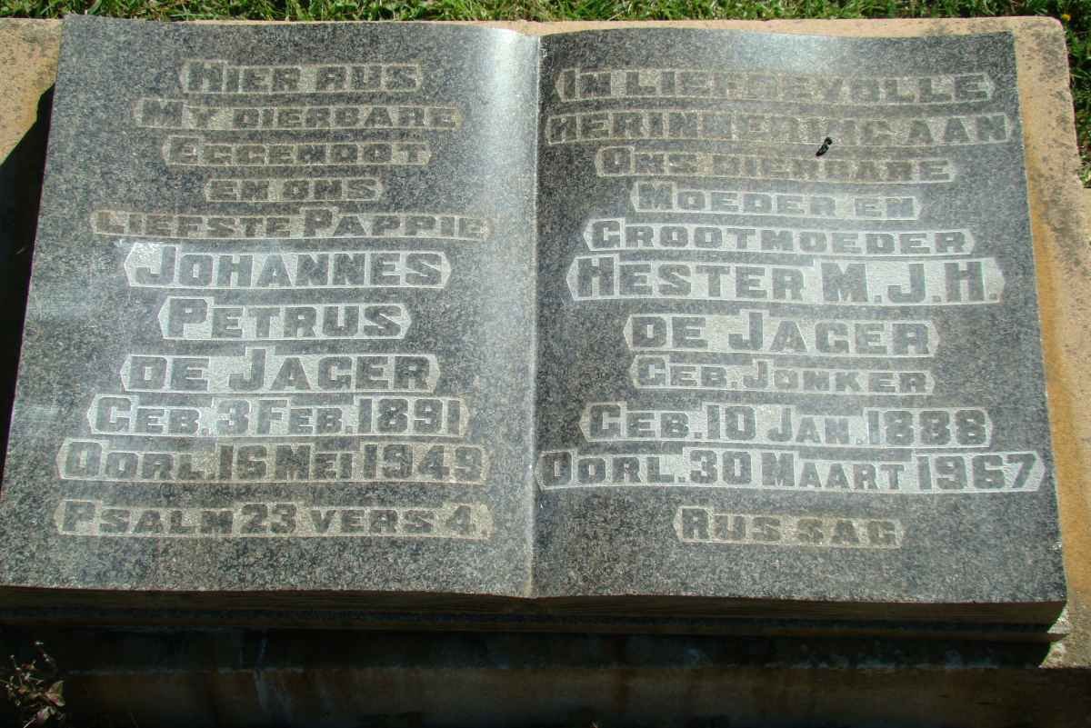 JAGER Johannes Petrus, de 1891-1949 &amp; Hester M.J.H. JONKER 1888-1967