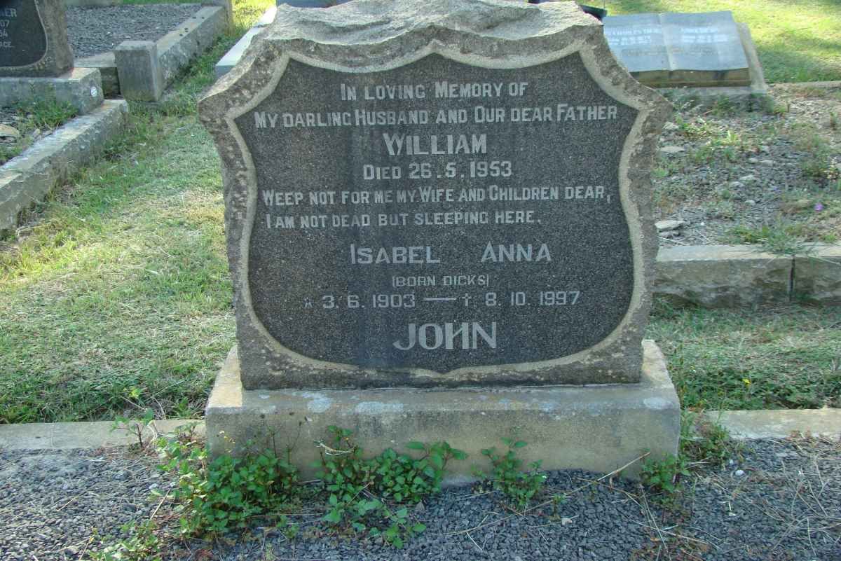 JOHN William -1953 &amp; Isabel Anna DICKS 1903-1997