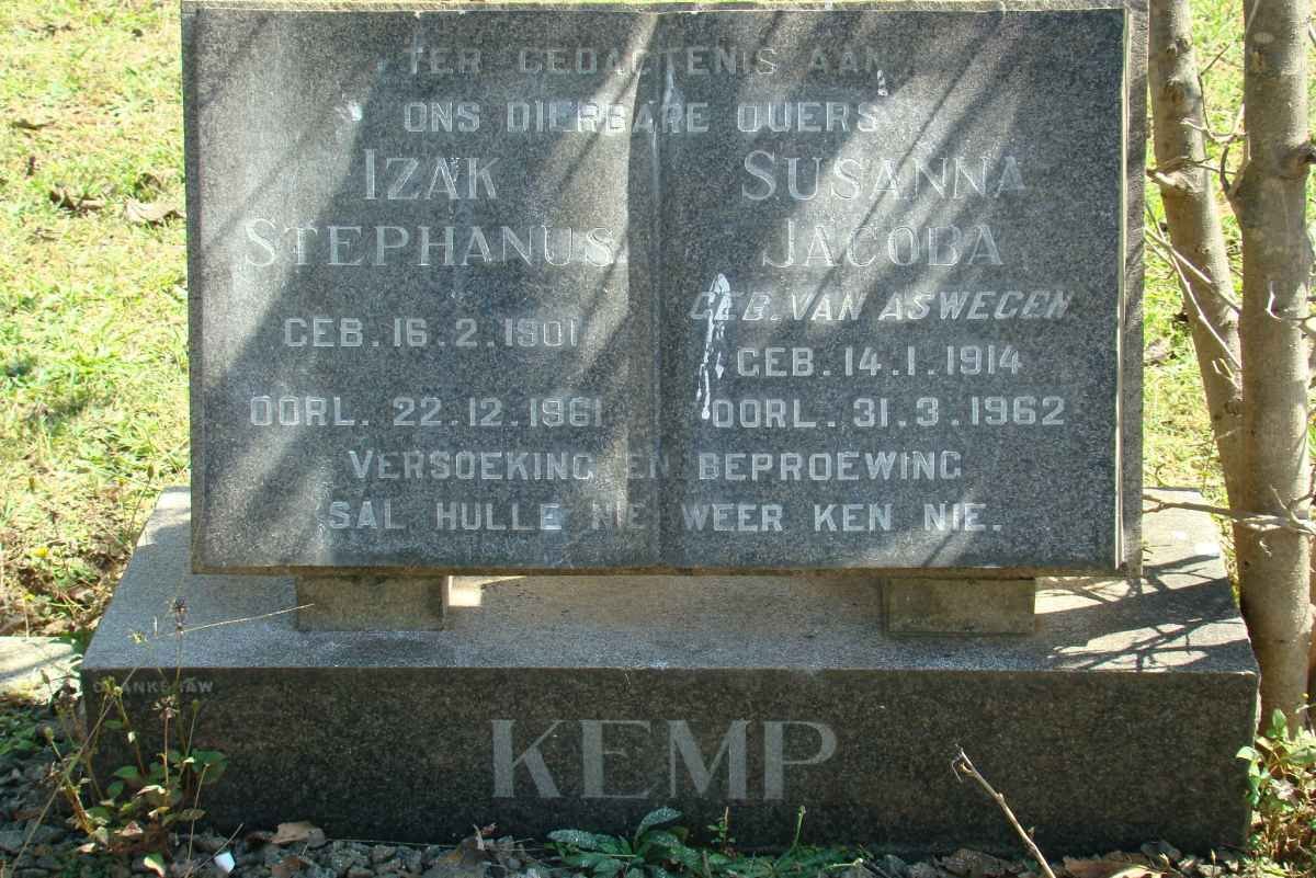 KEMP Izak Stephanus 1901-1961 &amp; Susanna Jacoba VAN ASWEGEN 1914-1962