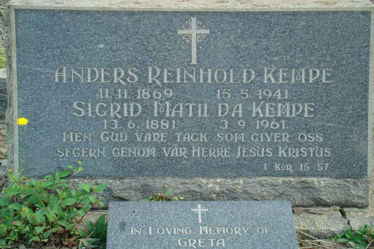 KEMPE Anders Reinhold 1869-1941 &amp; Sigrid Matilda 1881-1961 :: ? Greta