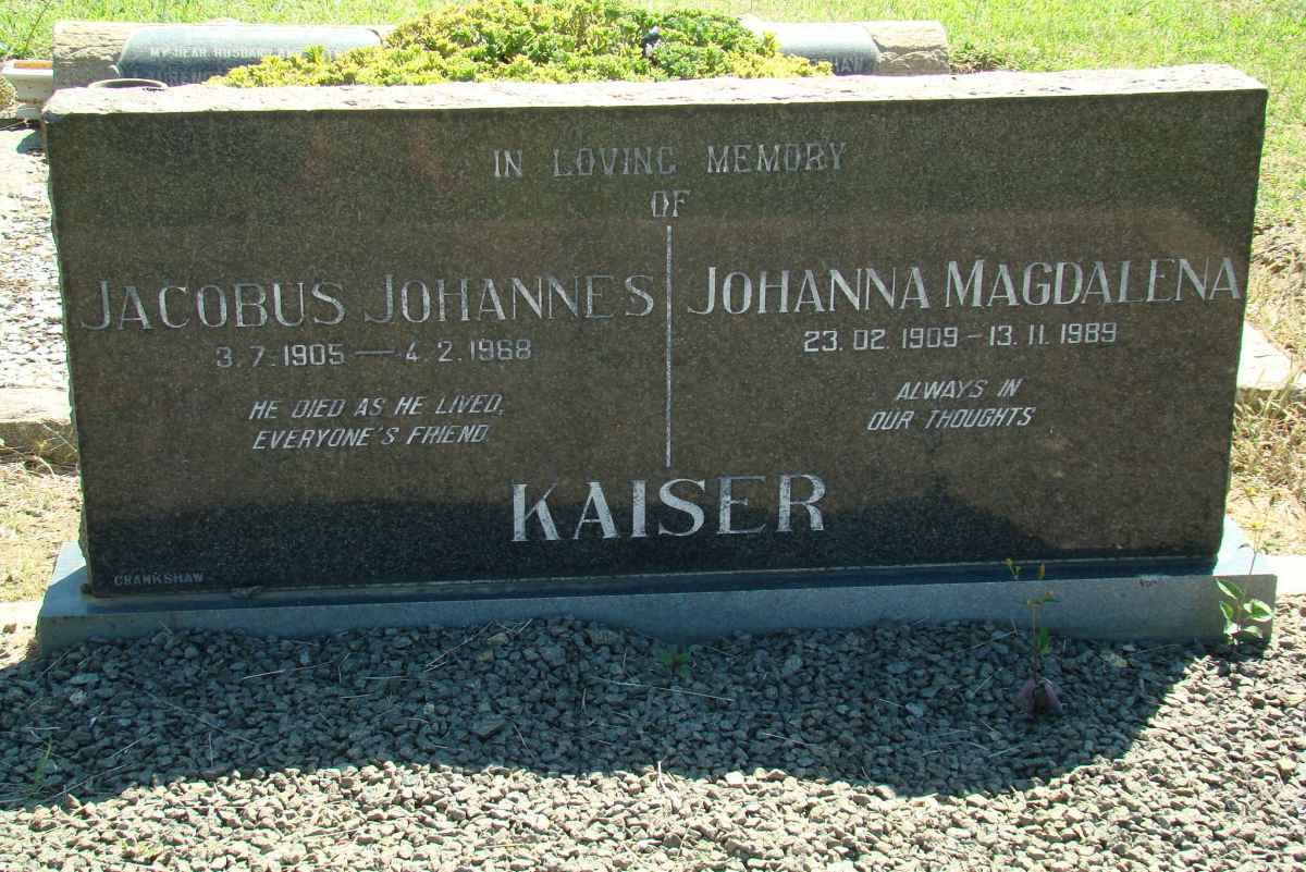 KAISER Jacobus Johannes 1905-1968 &amp; Johanna Magdalena 1909-1989