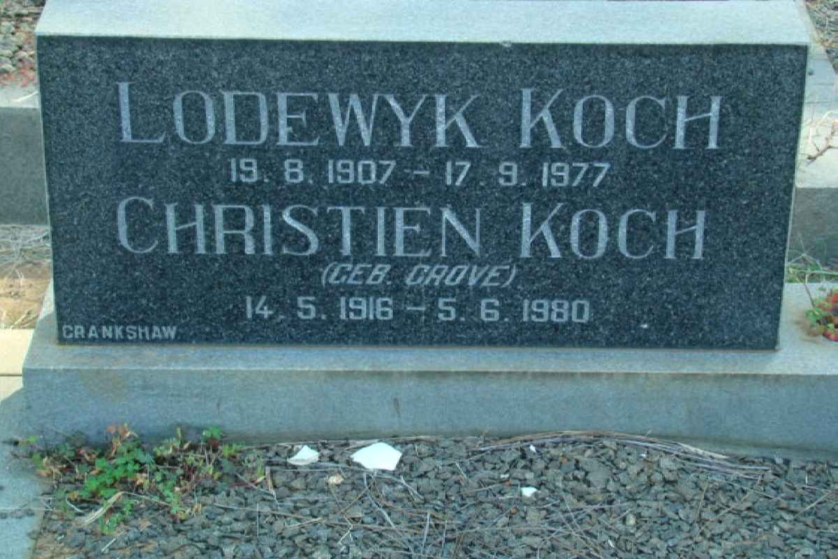 KOCH Lodewyk 1907-1977 &amp; Christien GROVE 1916-1980