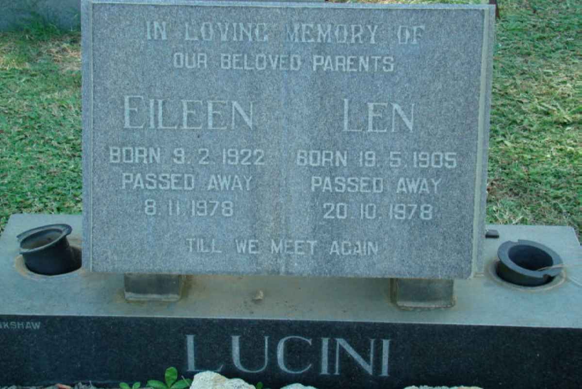 LUCINI Len 1905-1978 &amp; Eileen 1922-1978