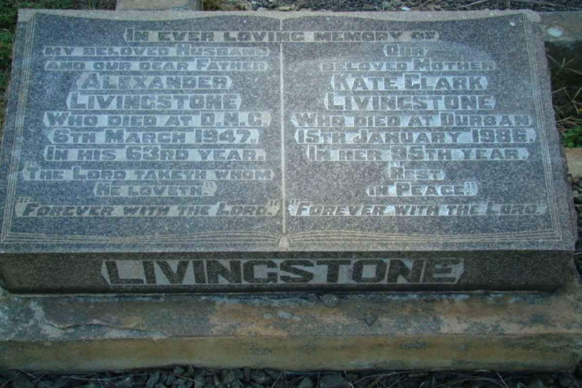LIVINGSTONE Alexander -1947 &amp; Kate Clark -1986