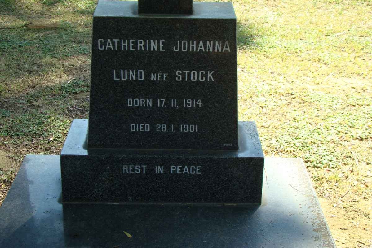 LUND Catherine Johanna nee STOCK 1914-1981