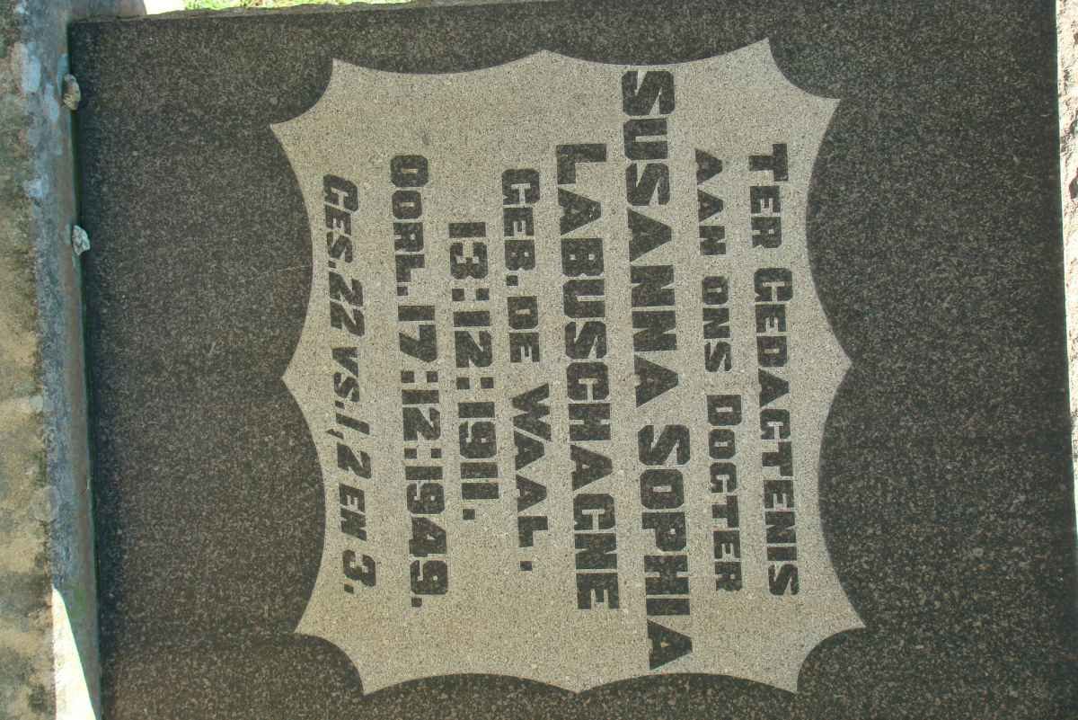 LABUSCHAGNE Susanna Sophia nee DE WAAL 1911-1949