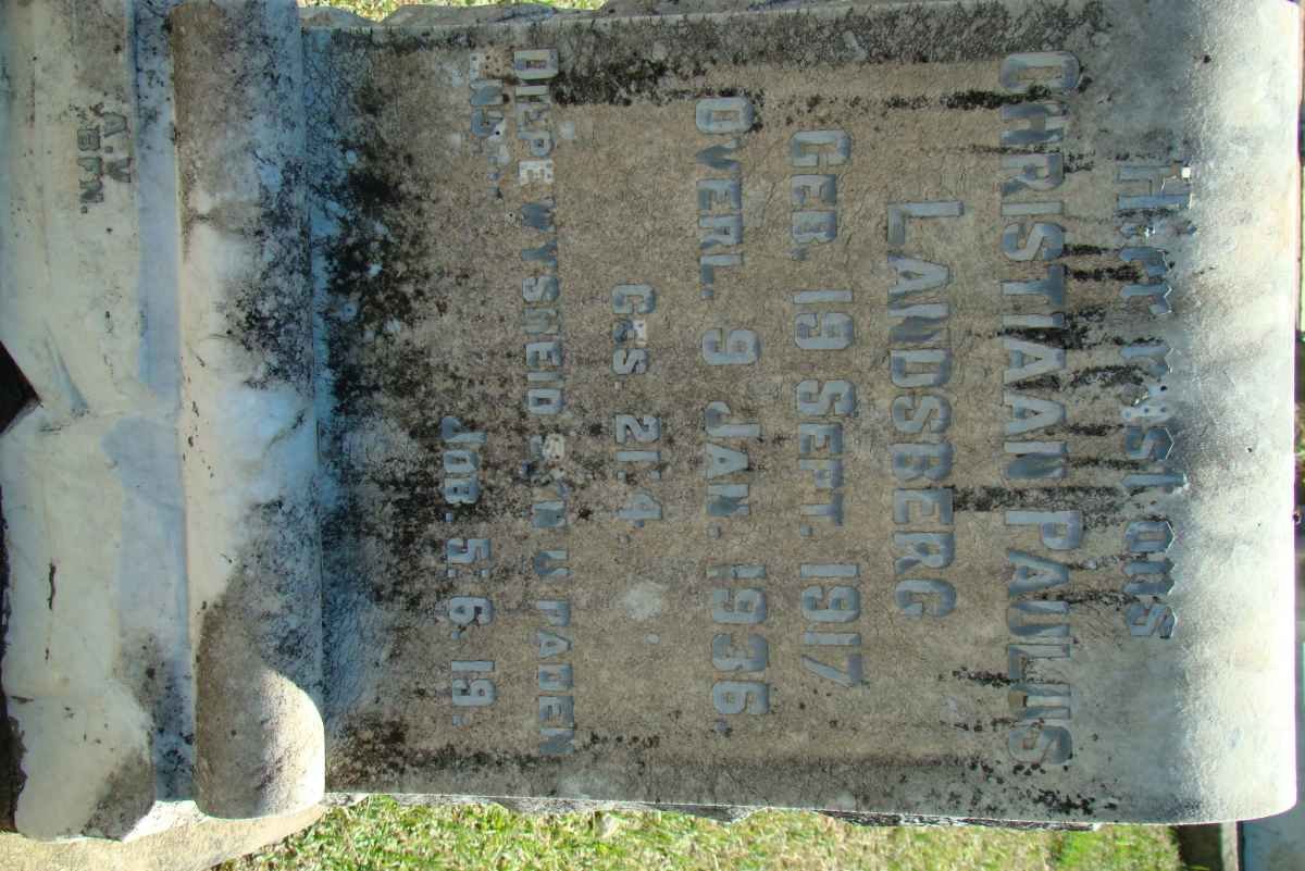 LANDSBERG Christiaan Paulus 1917-1936