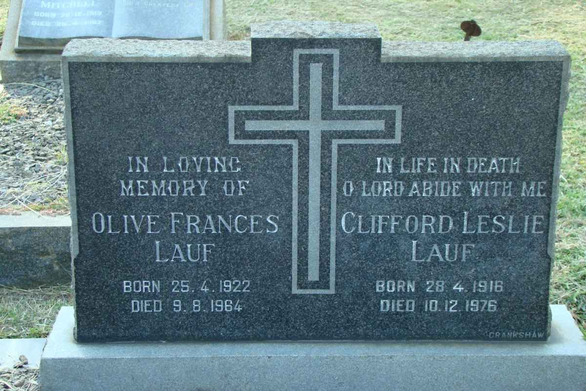 LAUF Clifford Leslie 1916-1976 &amp; Olive Frances 1922-1964