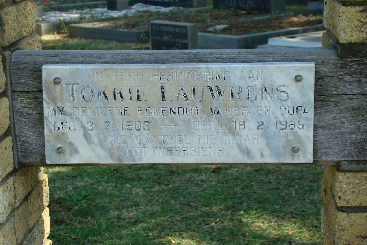 LAUWRENS Tokkie 1903-1985