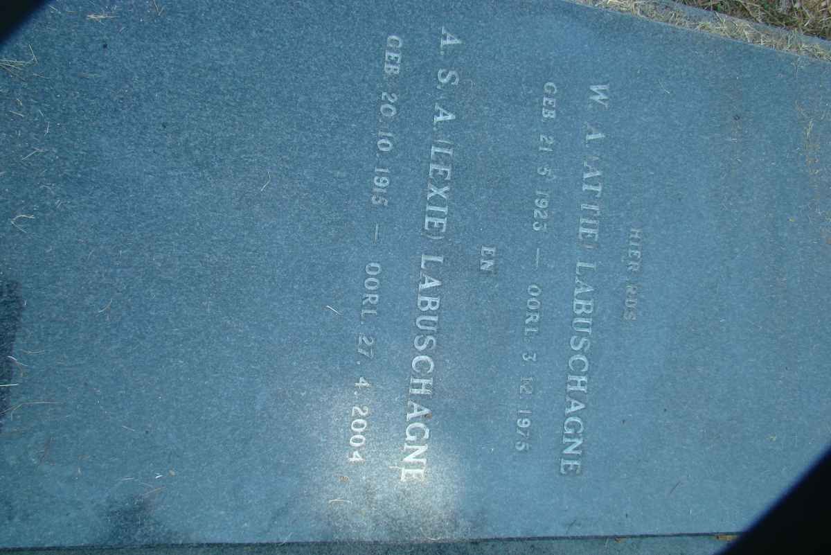 LABUSCHAGNE W.A. 1923-1975 &amp; A.S.A. 1915-2004